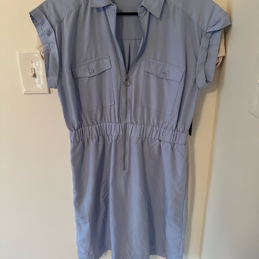 Chic Blue Zippered Dress